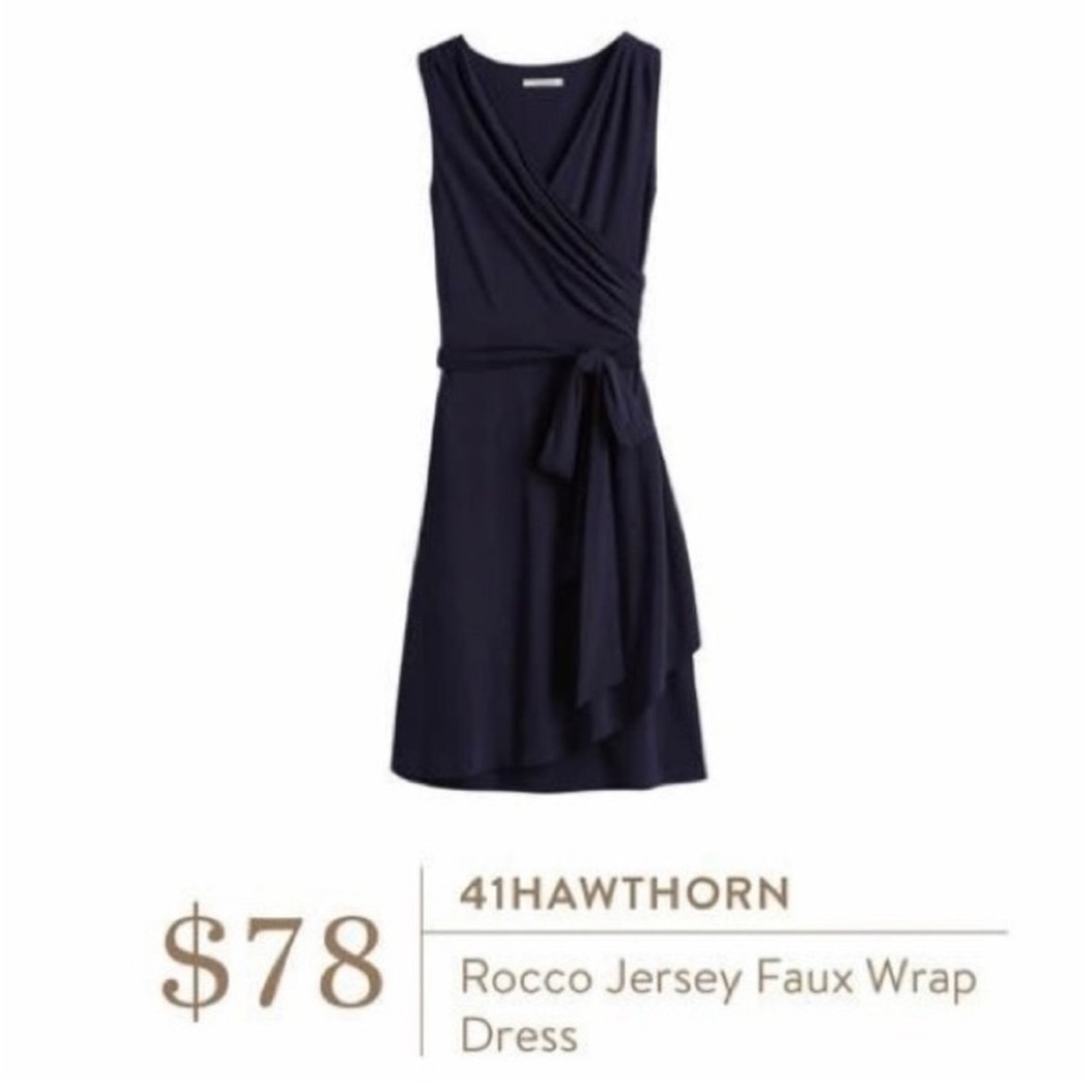 41 Hawthorn Rocco Faux Wrap Jersey Dress Navy Blue Size Small